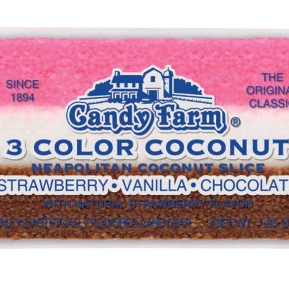 Neapolitan Coconut Slice Candy Bars (Van,Choc,Stra - Picture 3 of 4